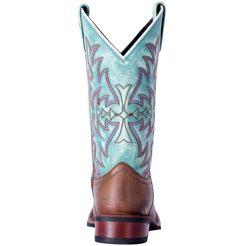 Laredo Womens Anita Embroidered Square Toe Casual Boots Mid Calf Low Heel 1-2" - Blue, Brown - Size 7.5 B - Image 3
